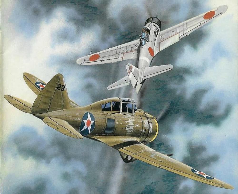 美国p-35战斗机与"零"战格斗.