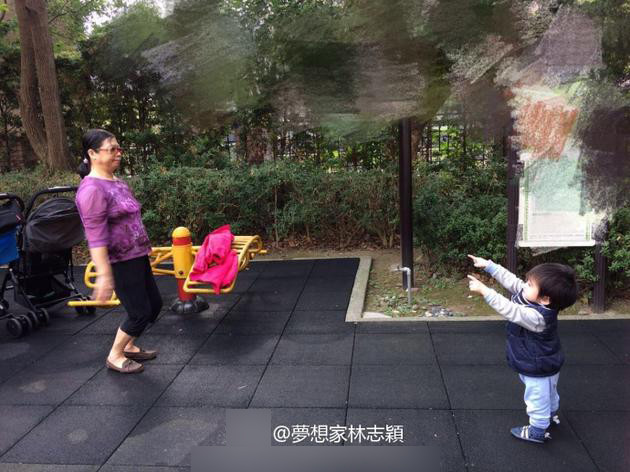 林志颖小儿子太可爱 逛公园与婆婆街头尬舞