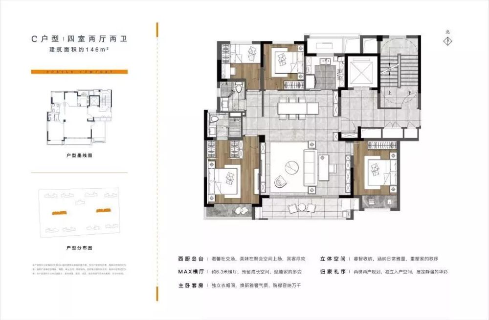 开盘房源产品户型面积 建筑面积107㎡   3室2厅2卫 建筑面积128㎡