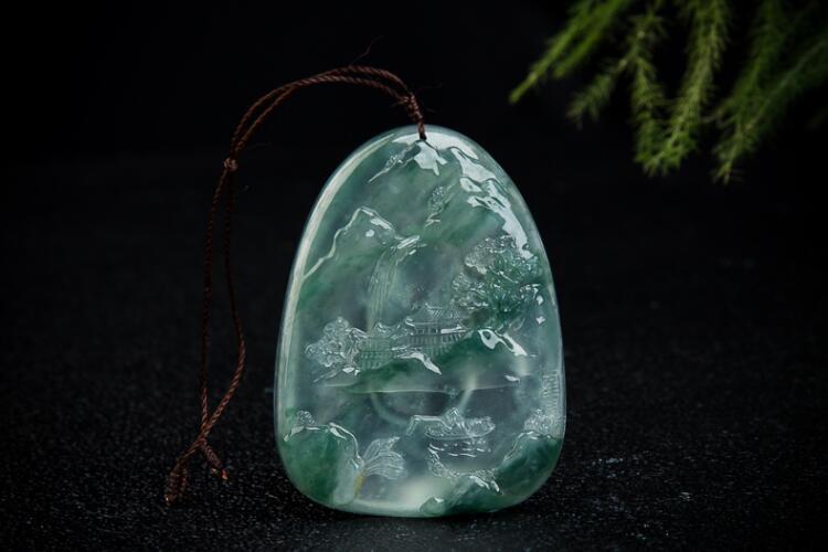 翡翠山水牌精品欣赏,翡翠雕件鉴赏!
