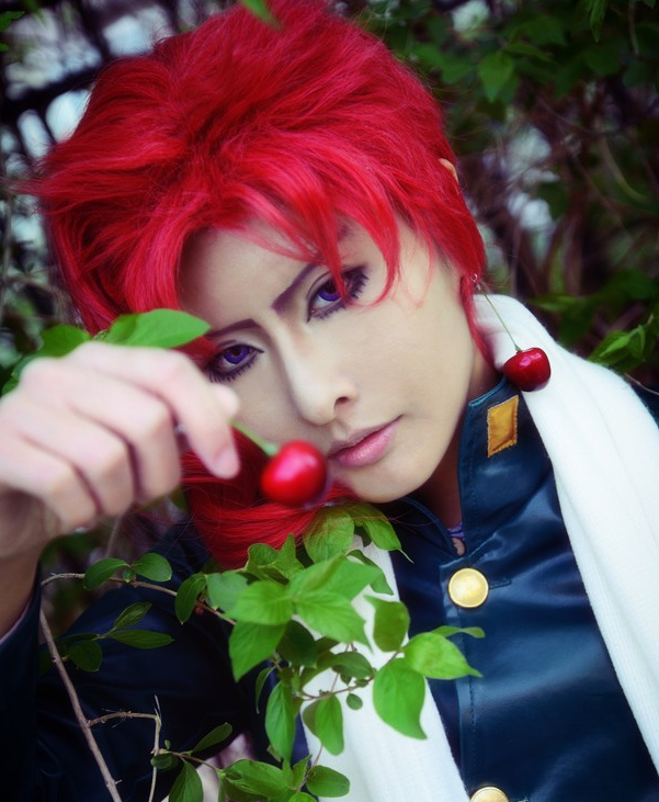 动漫cosplay《jojo的奇妙冒险》花京院典明,画风十分清新帅气
