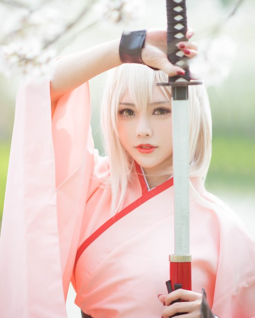 cosplay《fate》冲田总司,身穿和服的小姐姐美得冒泡