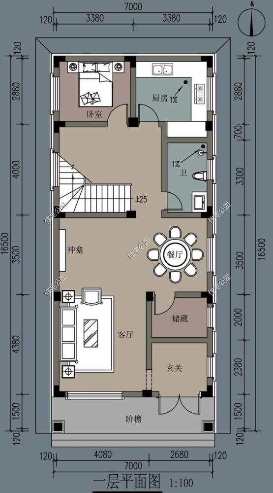 面宽7米自建房这样设计怎么样11室3厅适合农村家庭