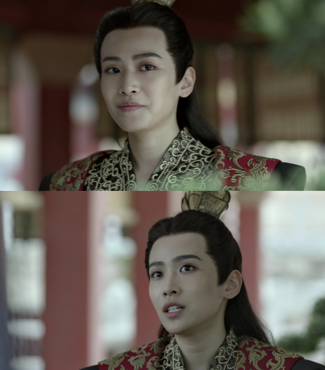 比如说在电视剧当中饰演北齐女皇帝"战豆豆"的刘美彤,他的女扮男装