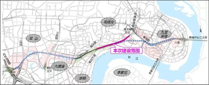 嘉南线连接道属于四横线分流道白市驿隧道至黄桷坪长江大桥段工程中