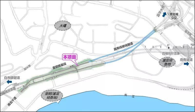 嘉南线连接道属于四横线分流道白市驿隧道至黄桷坪长江大桥段工程中