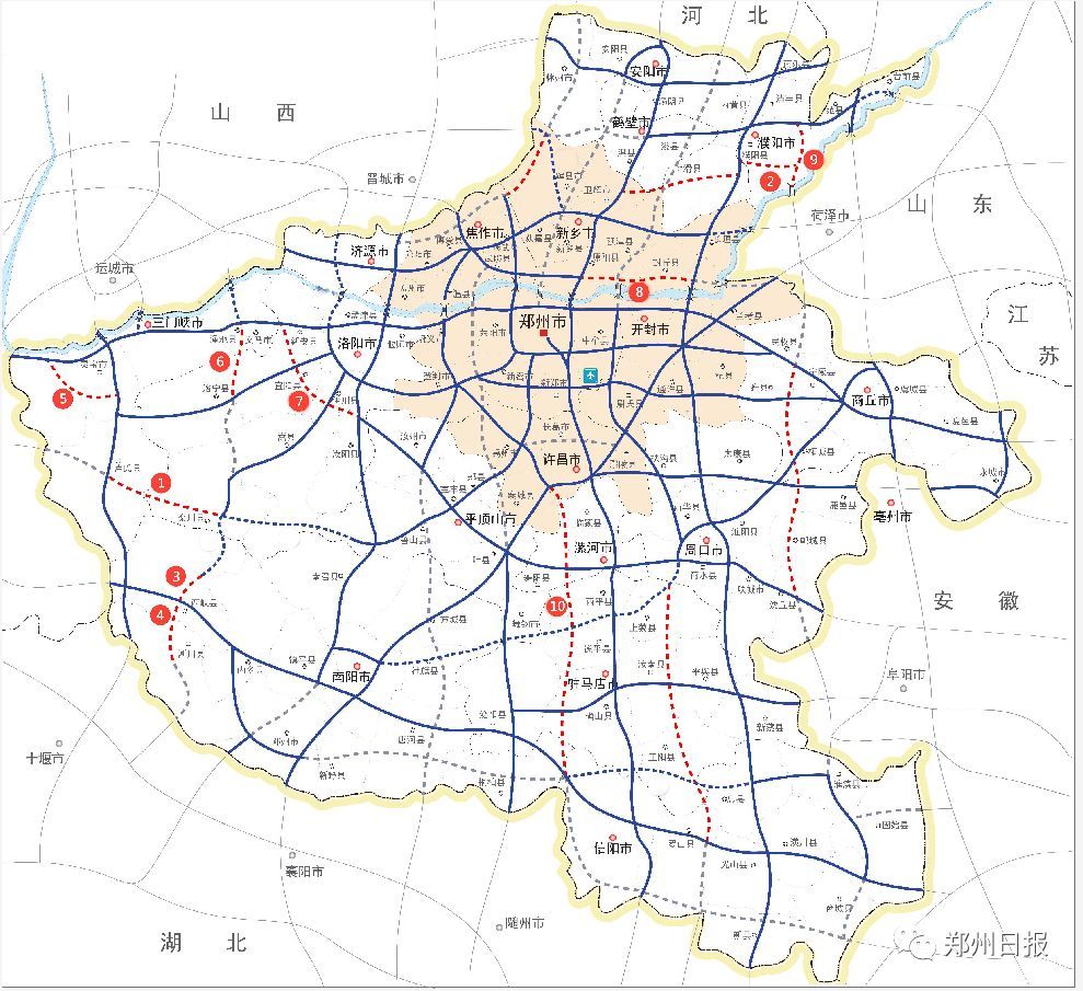 卢氏至栾川高速; 2.濮卫高速濮阳段; 3.