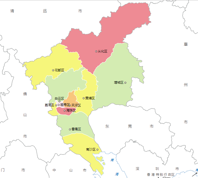 广州市行政区划图 2.地区生产总值——经济运行稳中有进