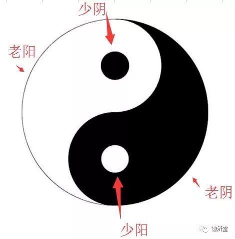 四象包括:少阳,老阳,少阴,老阴.上面只是对这个太极平面图的整体分解.