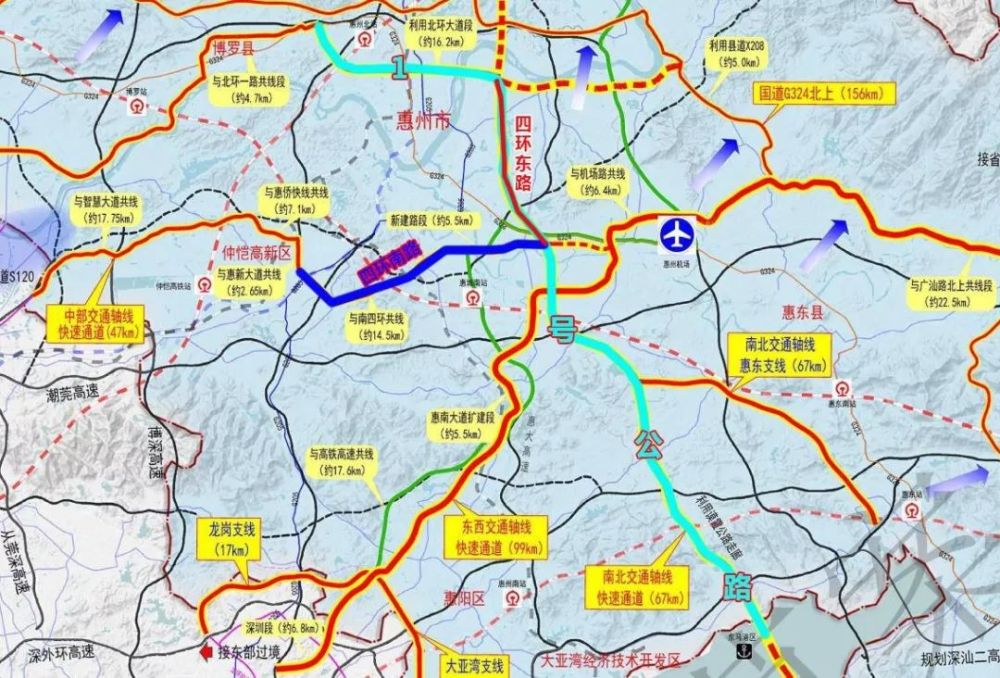 水口四环路东路线路初定!惠州1号公路动工建设!