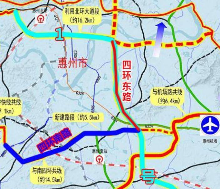 水口四环路东路线路初定!惠州1号公路动工建设!