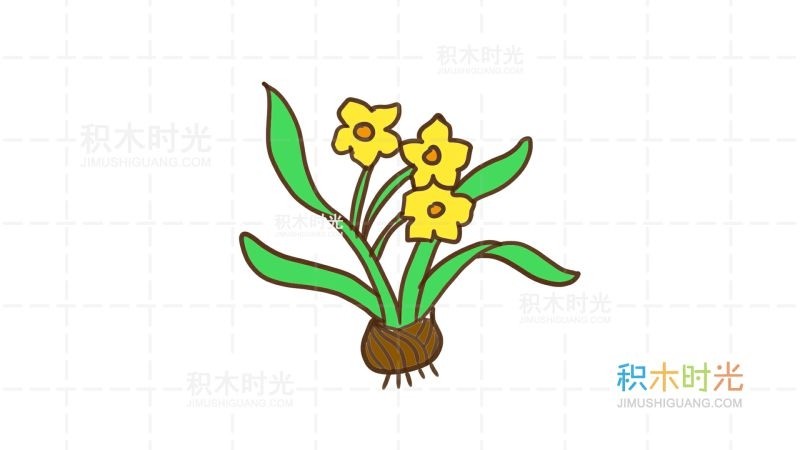 兰花简笔画教程,画兰花简笔画,积木时光简笔画