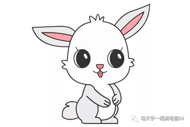 每天学一幅简笔画--可爱又漂亮的小白兔简笔画
