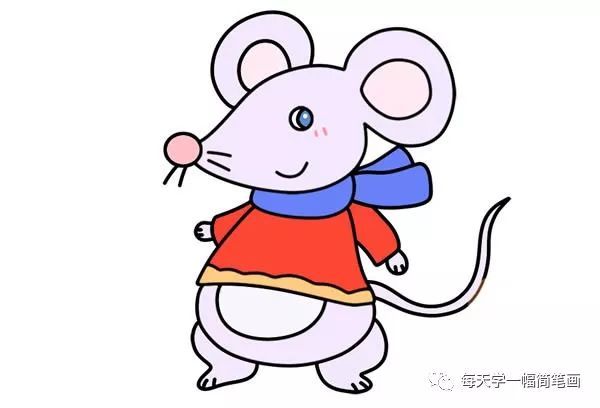 每天学一幅简笔画-迎新年的老鼠简笔画画法步骤视频