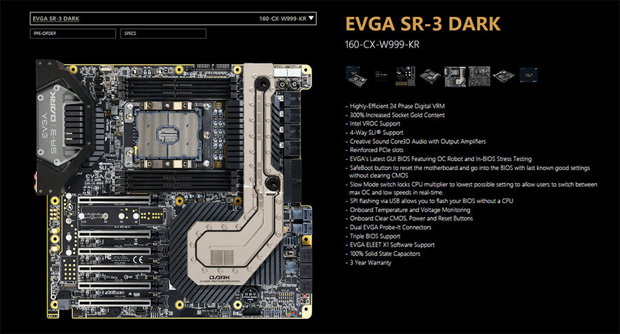 evga推出sr-3 dark主板,双万兆网卡,售价1800美元