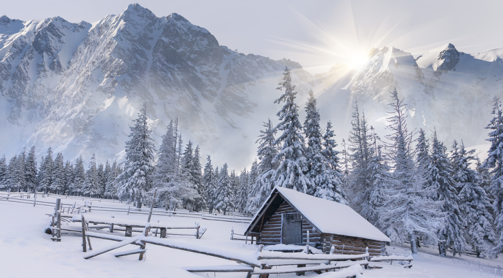 雪中小屋风景壁纸精选,景色优美,令人向往