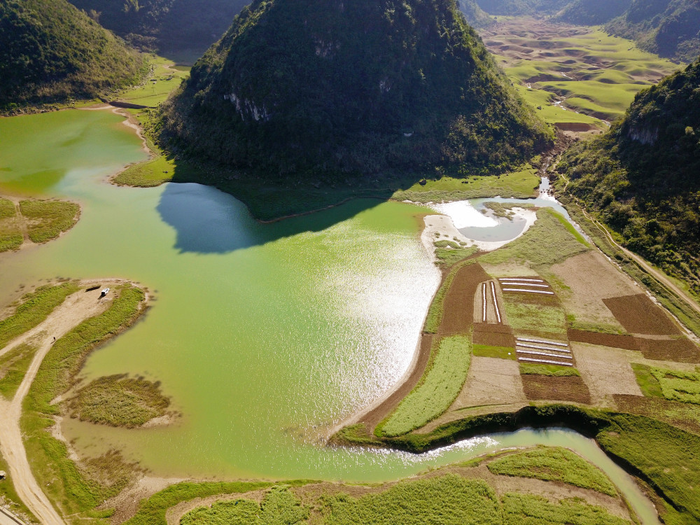 航拍隆安更望湖实景