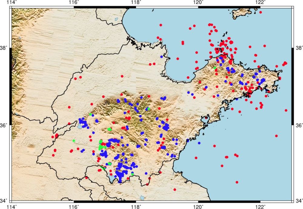 地震501次,其中塌陷事件57次,爆破事件444次,最大为12月28日21时临沂