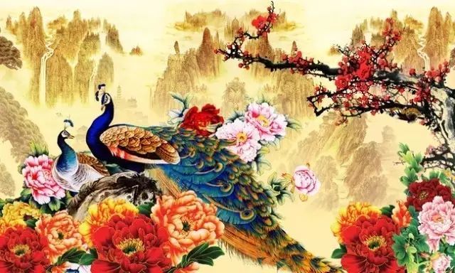 一组孔雀富贵图送给朋友们,祝大家鼠年吉祥如意,富贵美满!