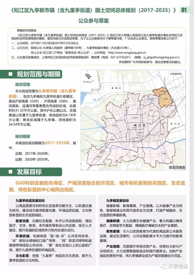 最近《九亭新市镇(含九里亭街道)国土空间总体规划(2017-2035》发布