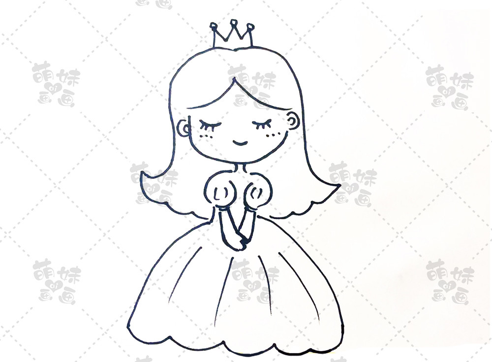 一,甜美可爱的小公主 绘制难度:★★ 简单的小公主简笔画,几笔就能