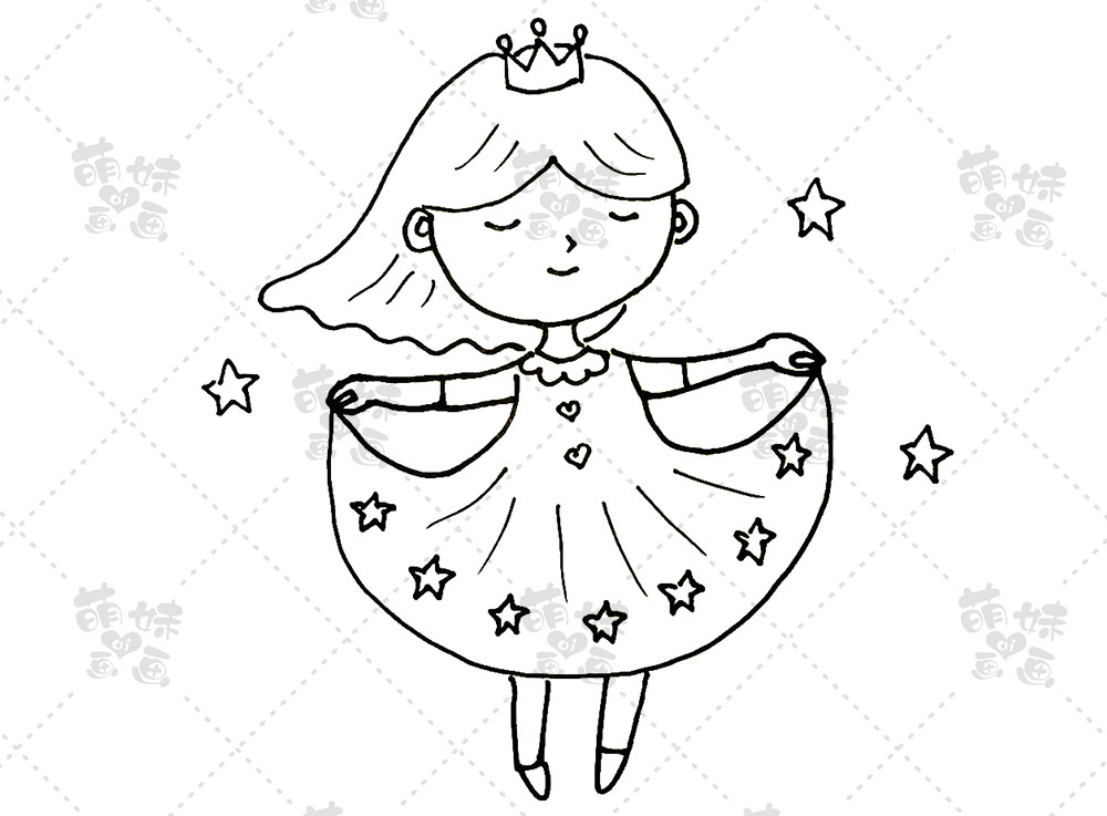 六,提起裙角的小公主 绘制难度:★★★ 这幅画的绘制难点在小公主的