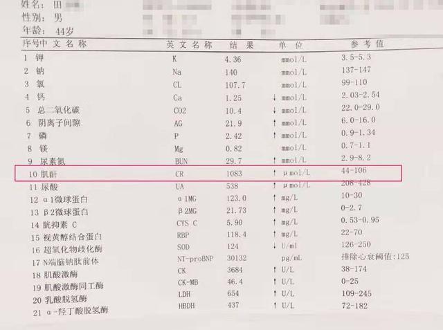 10号开始治疗,到20号时,血肌酐已经降到了506