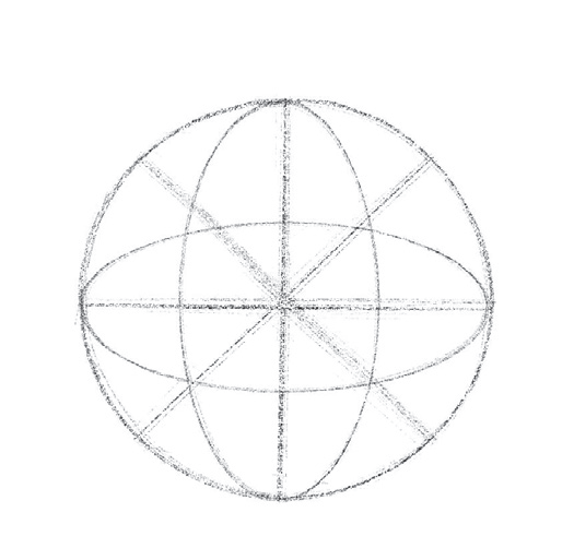 球体结构分析与绘制 球体的结构要比立方体复杂一些,球体透视需要