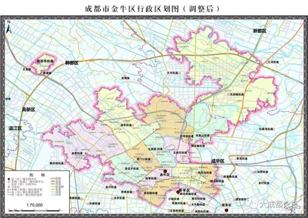 成都市金牛区13街道行政区划示意图