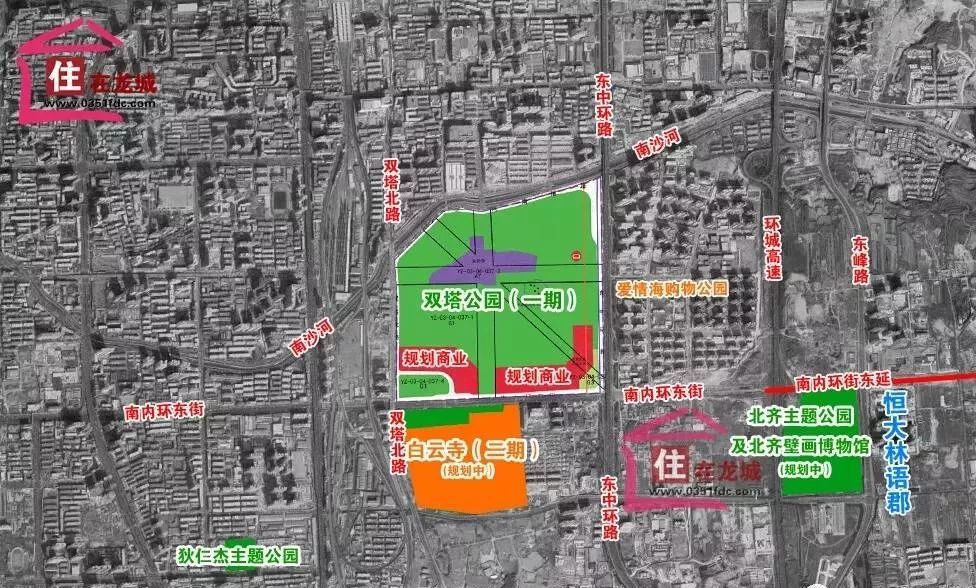 停车场(桃园) (图源:住在太原,住在龙城) 双塔公园建设分为二期,其中