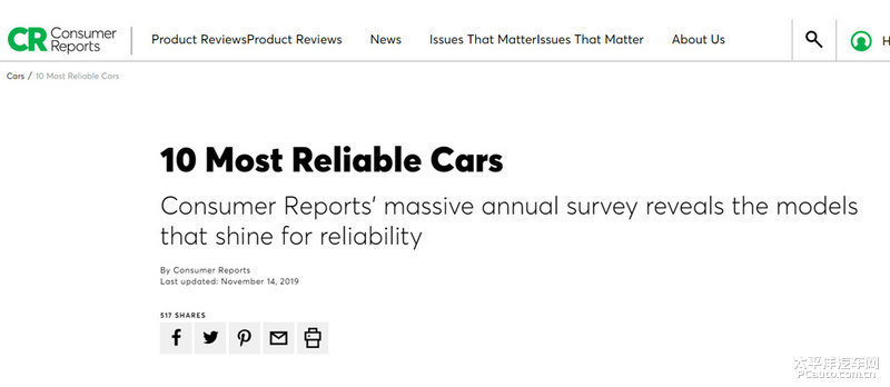 结果让人意外 美国佬眼中的十大可靠车型是啥？