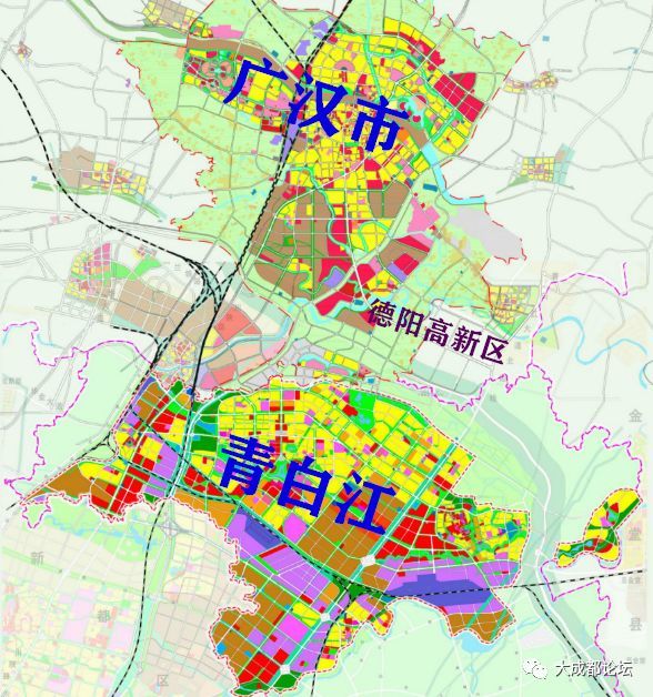 广汉市中心城区道路交通规划图(调整后)保留"两环六横六纵"城市路网