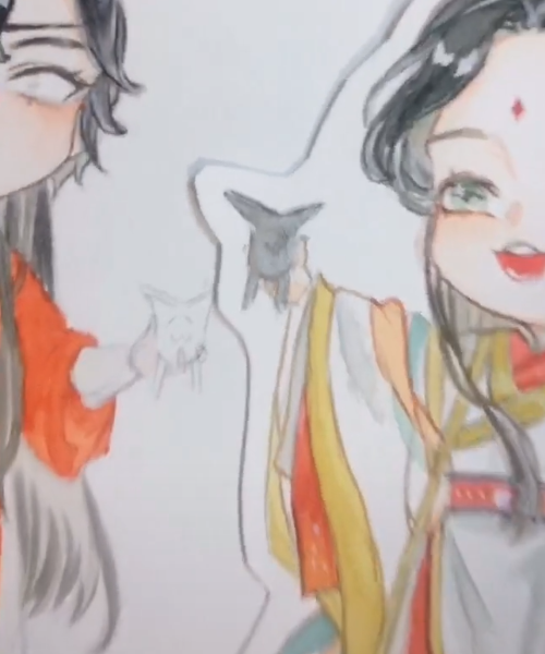 美术生画花城谢怜,cp就要画一对,网友:我的花城不配拥有眼睛吗?