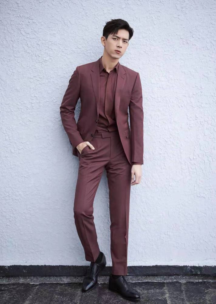 李现央视录节目,穿一身枣红色西服套装,帅出了新高度