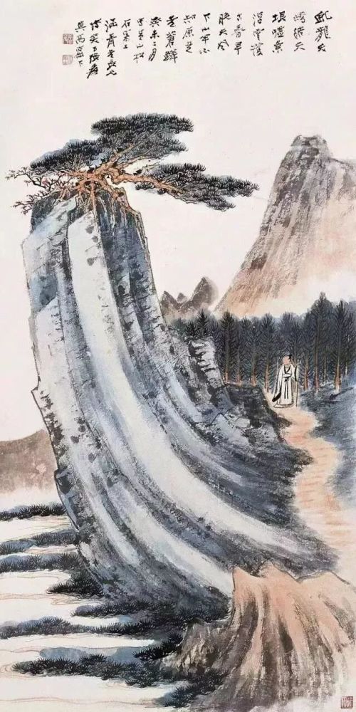 松树的写意画法,看看张大千画的松,最是清心养性!