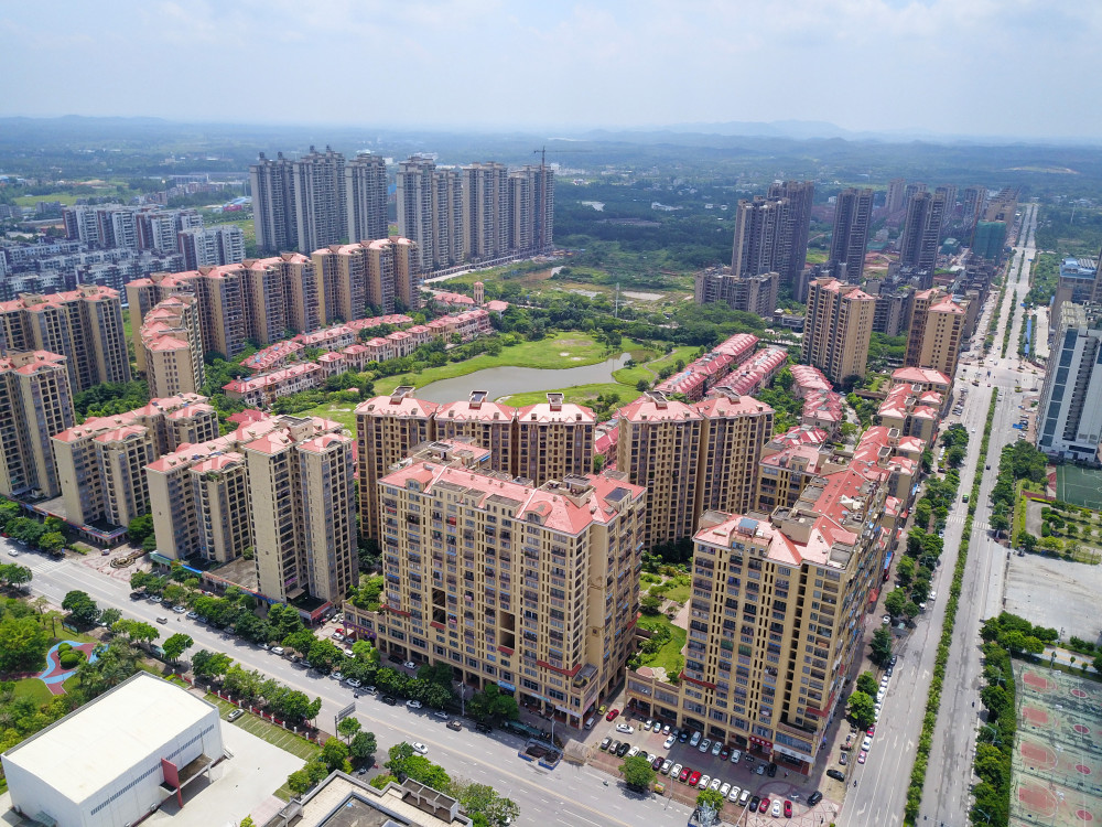 航拍广西钦州市新城区实景