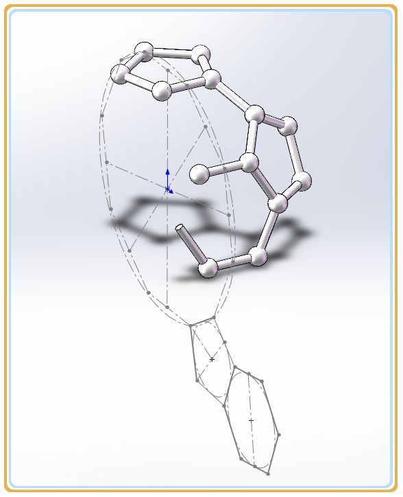 用solidworks建模的c60球形分子结构,10步就画完了