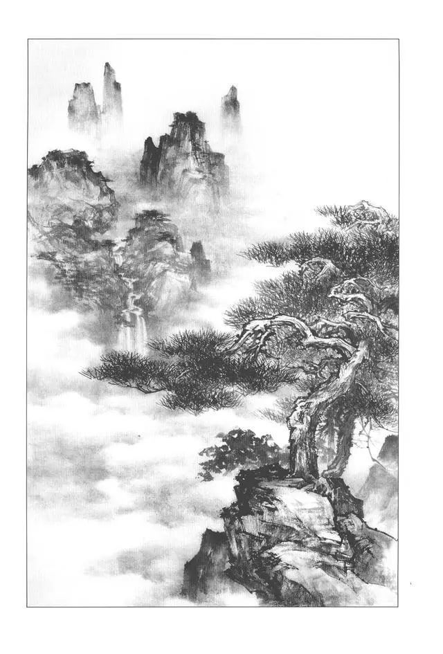 「工笔画素材」白描山水风景