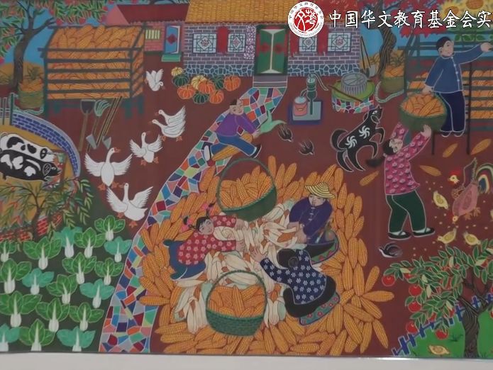 这些以"秋收"为主题的农民画作品,描绘出了秋收农忙时的