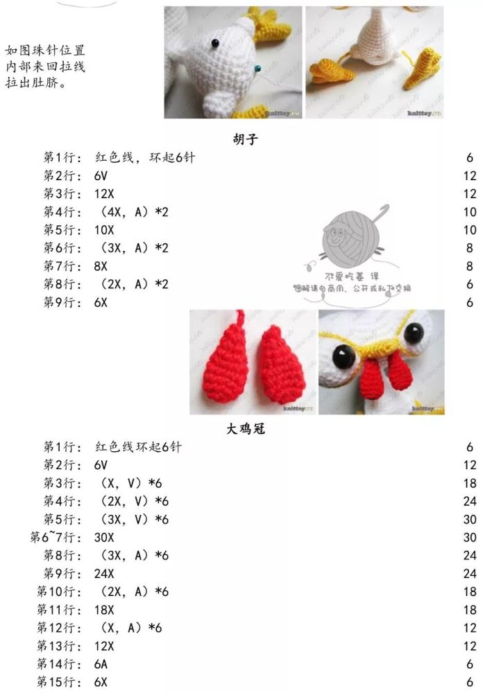 钩针图解│大眼公鸡公鸡中的战斗机