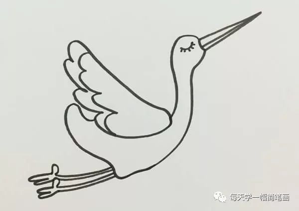 每天学一幅简笔画--仙鹤简笔画步骤图解教程