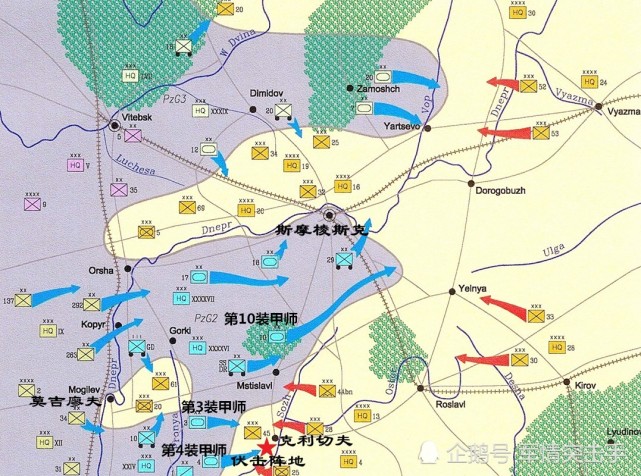 斯摩棱斯克战役全景及伏击战示意图