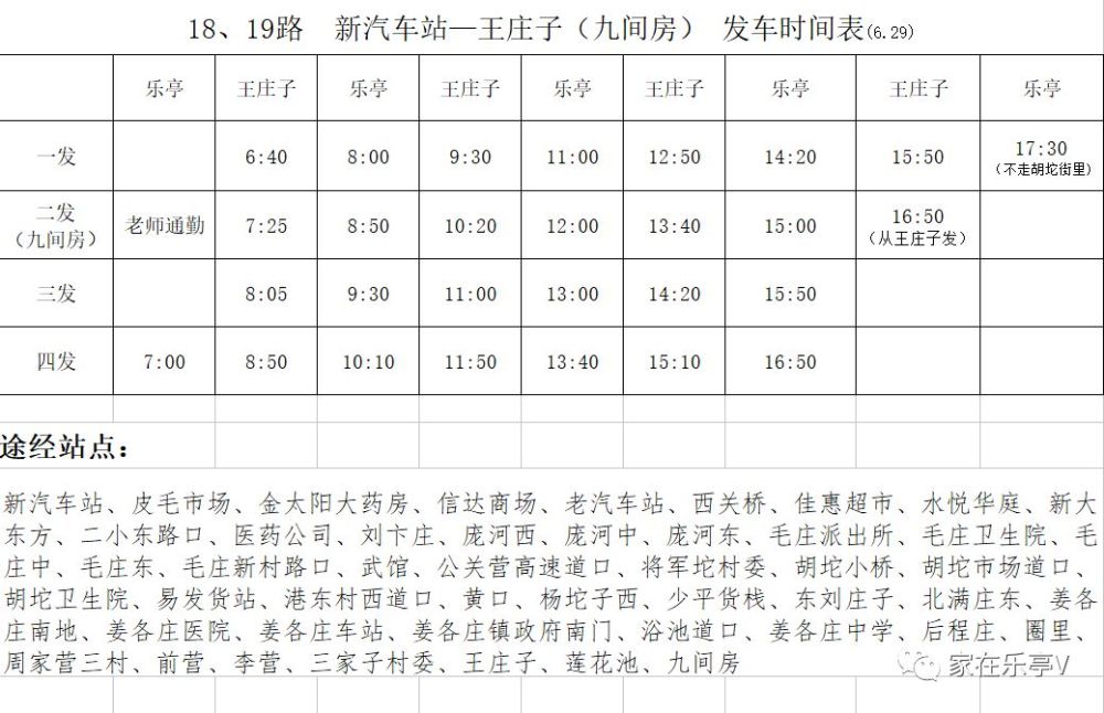 乐亭县公交线路时刻表最新