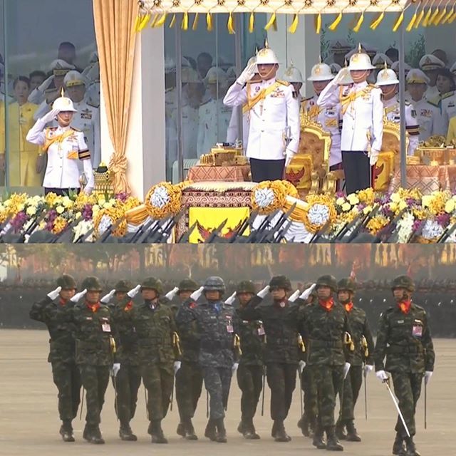 泰国王后穿军装陪同国王亮相太飒!不愧是皇家护卫队出身,真威风