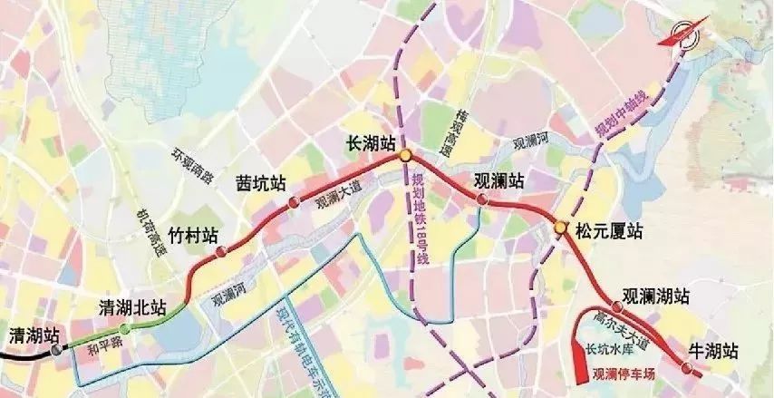 地铁6号线一期起自深圳北站 终于松岗站,设车站20座 其中地下站5座