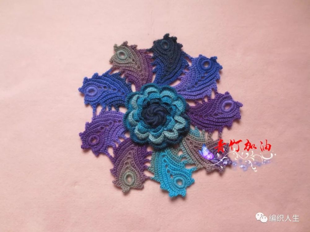 凤凰披肩:费雯丽长段染女士钩针蕾丝拼花披肩,这个厉害了!
