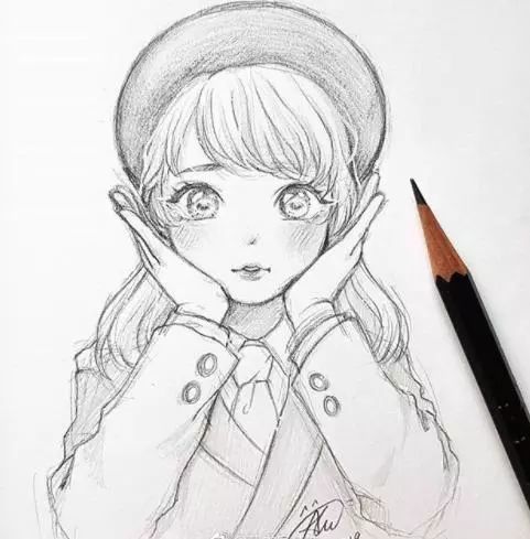 美少女手绘稿,太精致了