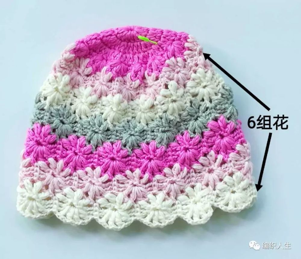 教你一顶彩色条纹女童钩针护耳帽(详细教程)