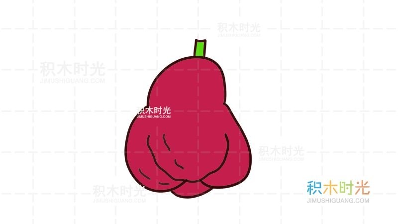 莲雾简笔画教程,画莲雾简笔,积木时光简笔画