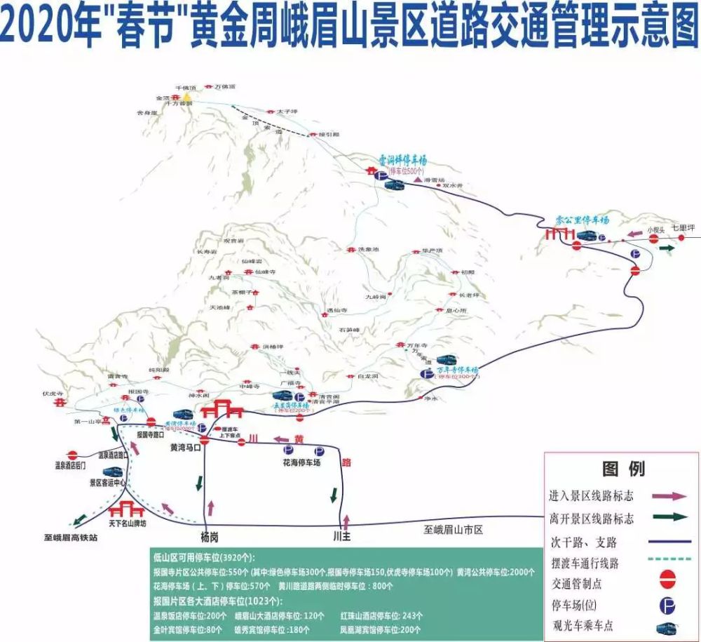 (点击图片可放大查看) 2020年春节期间路况信息提示 (1)峨眉山景区零